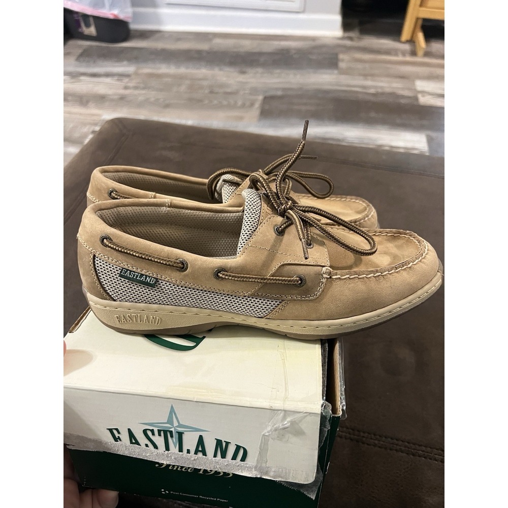 Eastland Solstice Boat Shoes Women's 10 Beige Leather Oxford Preppy School